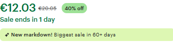 gewone korting op etsy met een timer in het groen